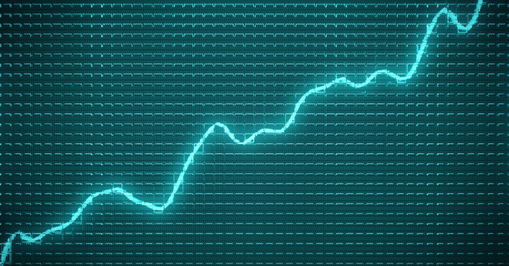 Blue trend line going up