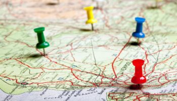 map with pinned destinations