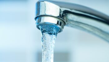 Water flowing from a kitchen sink