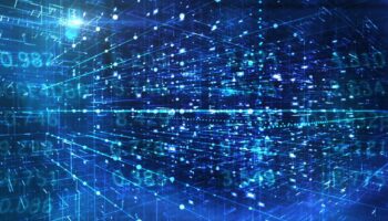 Data points in a digital, abstract display