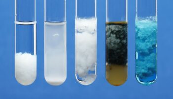 Test tubes filled with different solutions